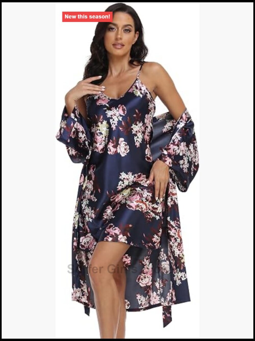 Satin Robe and Cami Nightgown Set 2 Piece Pajamas Wedding Bridal Sleepwear